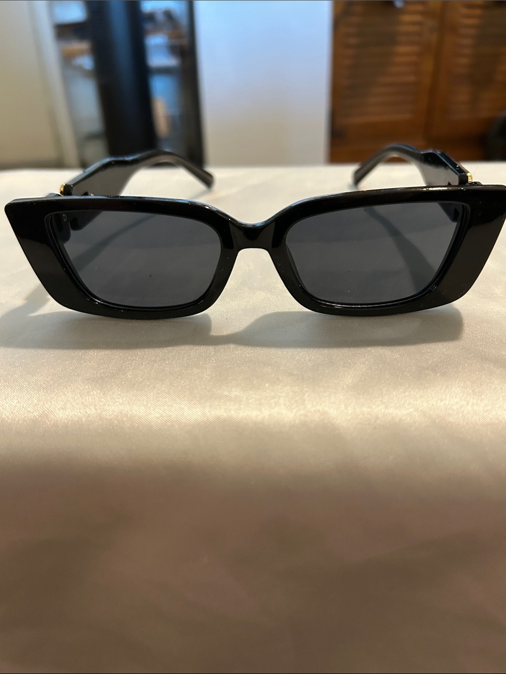 Black Rectangular Cat-Eye Sunglasses - Women Accessories